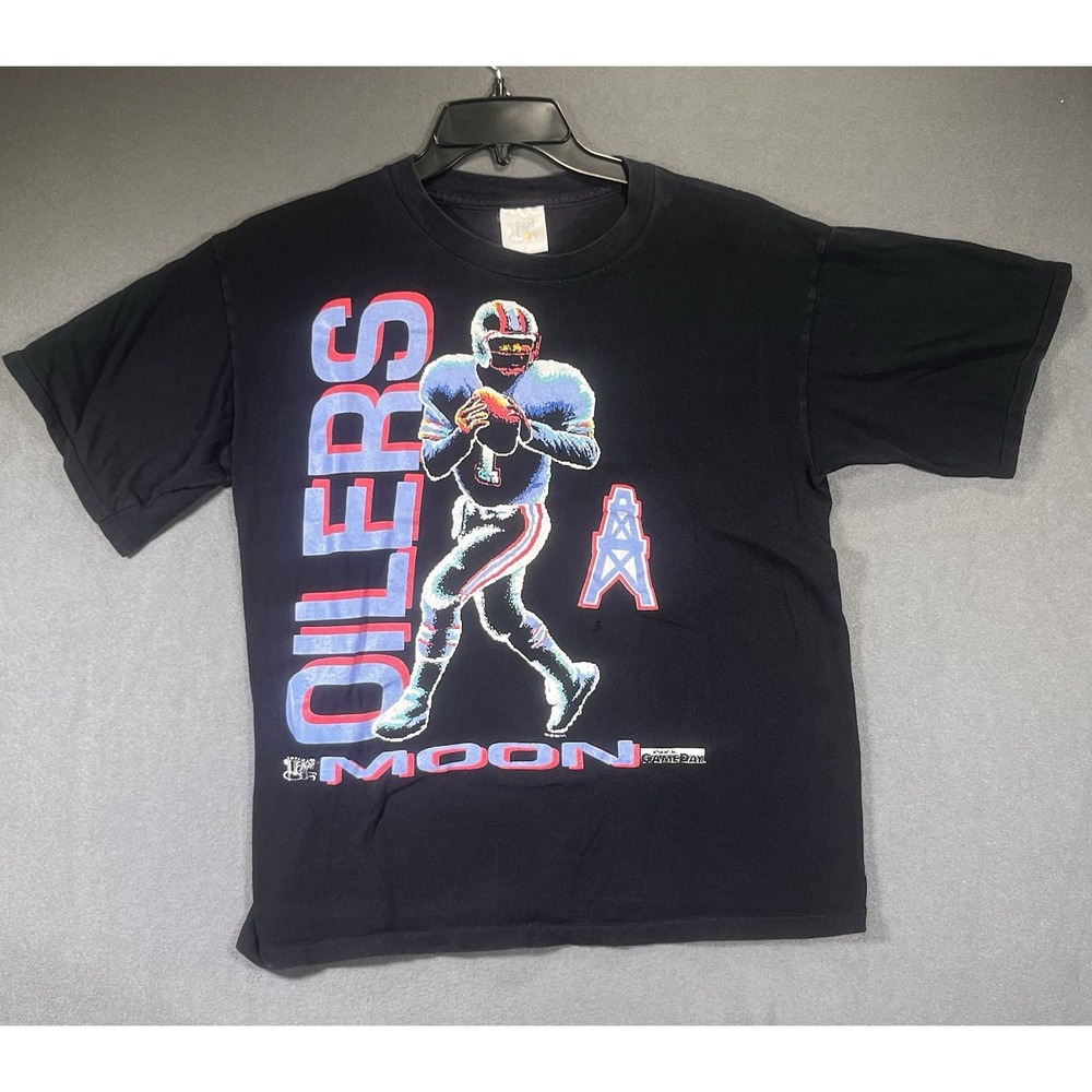 True VTG Warren Moon Oilers Official Fan Sportswear T Shirt L Black See All Pics